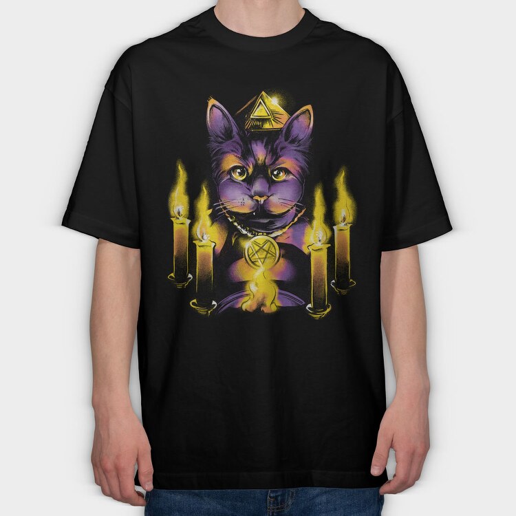 Cat Magic Candle Ritual, Tricou Oversize Barbati (Unisex)