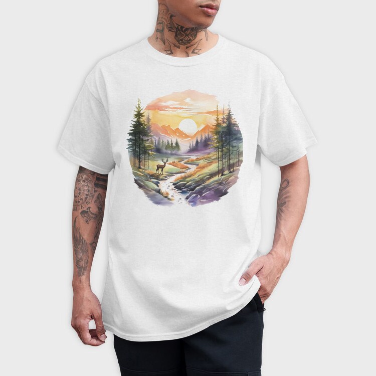 Forest Landscape Trees, Tricou Barbati (Unisex)