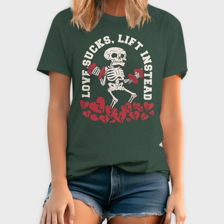 Gym Skeleton Anti Love Skelleton Sucks, Tricou Barbati (Unisex)