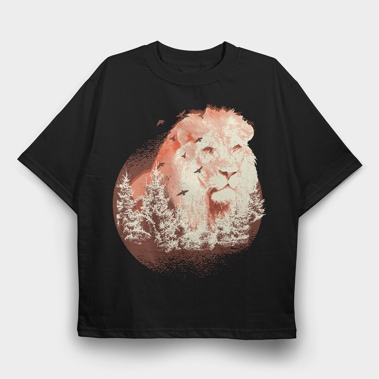 Forest Lion, Tricou Oversize Barbati (Unisex)