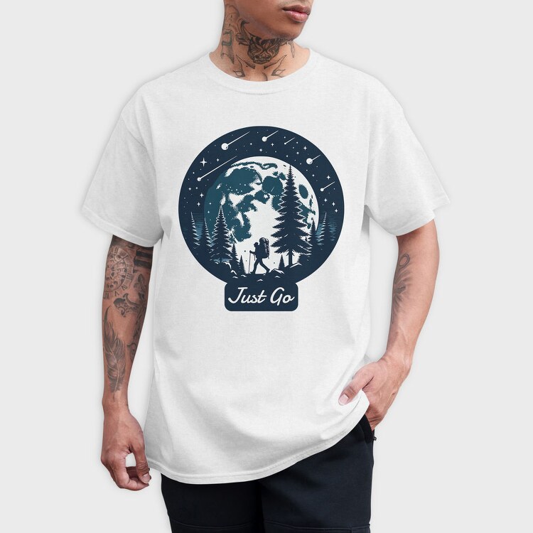 Forest Night Hike Hiking Moon, Tricou Barbati (Unisex)