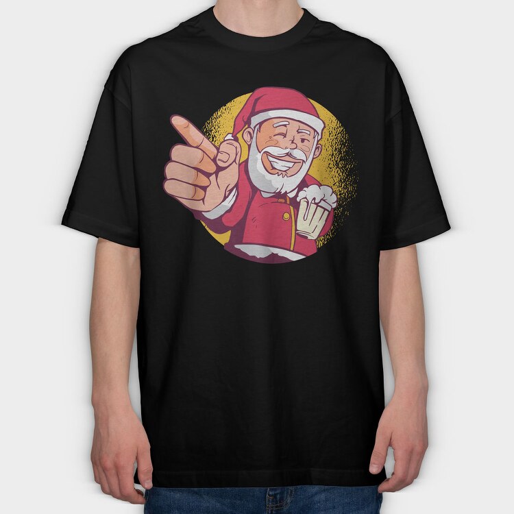 Santa Beer, Tricou Oversize Barbati (Unisex)