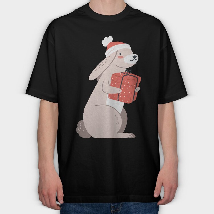 Santa Bunny Gift, Tricou Oversize Barbati (Unisex)