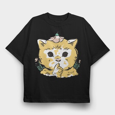 Cottagecore Cat, Tricou Oversize Barbati (Unisex)