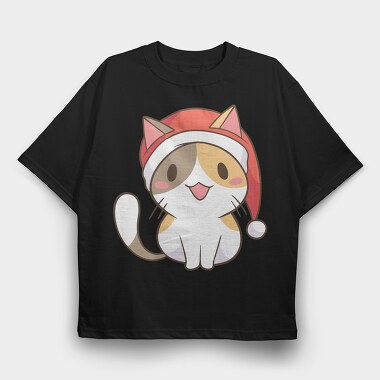 Santa Cat, Tricou Oversize Barbati (Unisex)
