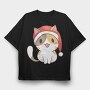 Santa Cat, Tricou Oversize Barbati (Unisex)