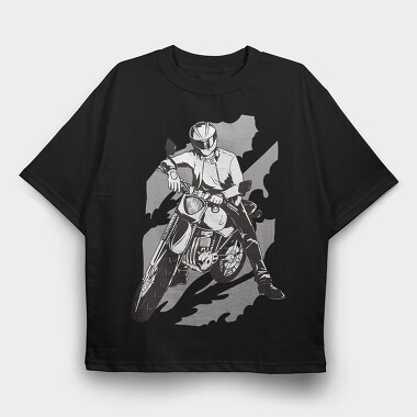 Person With Motorcycle Motorcyclist, Tricou Oversize Barbati (Unisex)