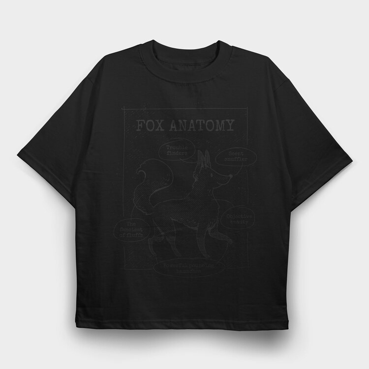 Fox Anatomy Cute Tote, Tricou Oversize Barbati (Unisex)