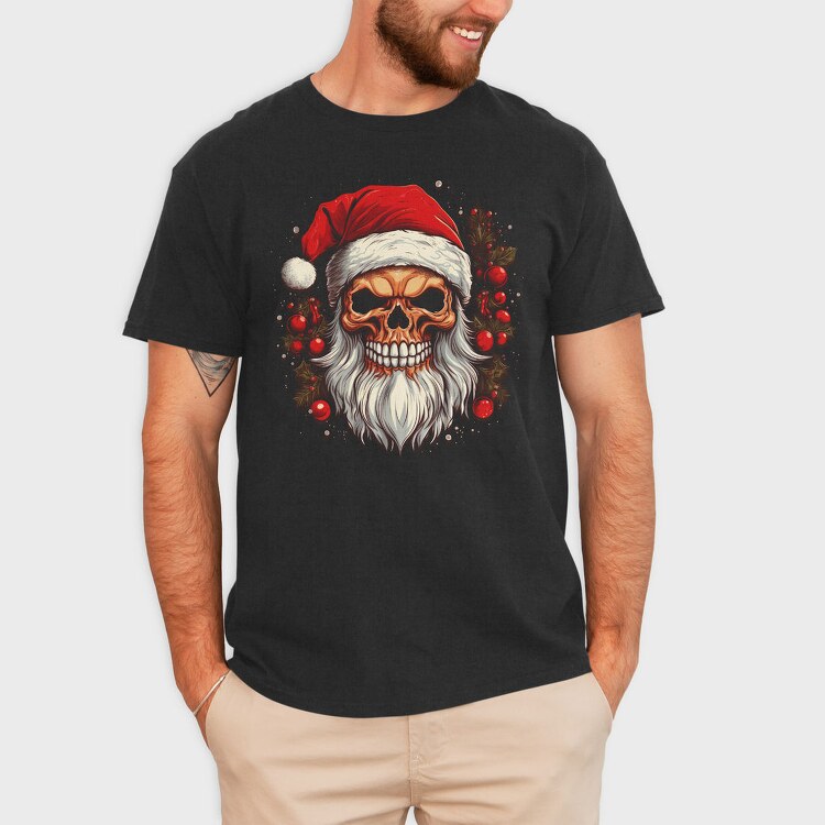 Santa Claus Skull, Tricou Barbati (Unisex)