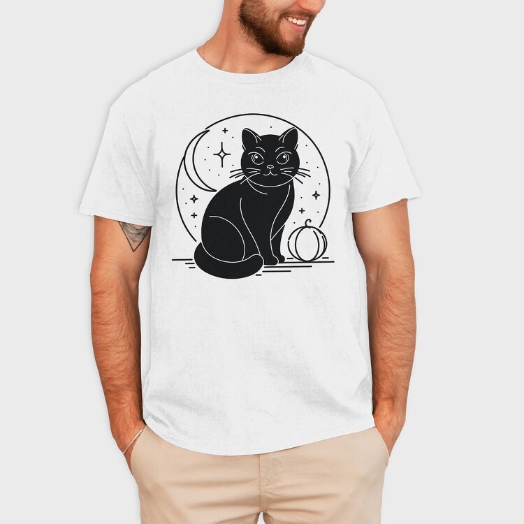 Halloween Mystical Black Cat, Tricou Barbati (Unisex)