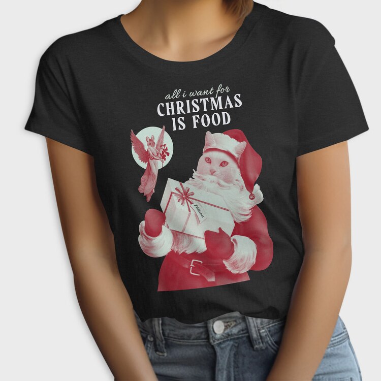 Cat Santa Claus Christmas Xmas, Tricou Femei