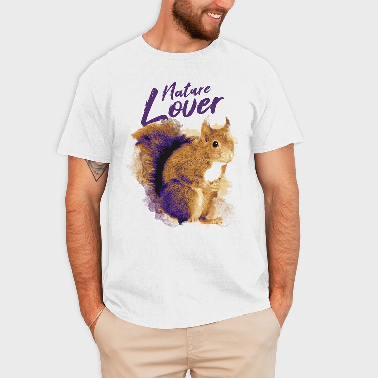 Squirrel Animal Watercolor Nature Lover, Tricou Barbati (Unisex)