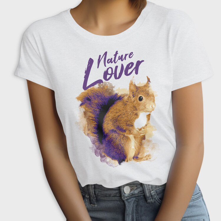 Squirrel Animal Watercolor Nature Lover, Tricou Femei