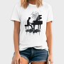 Piano Man Silhouette Grunge, Tricou Barbati (Unisex)