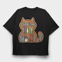 Cat Shaped Bookshelf, Tricou Oversize Barbati (Unisex)
