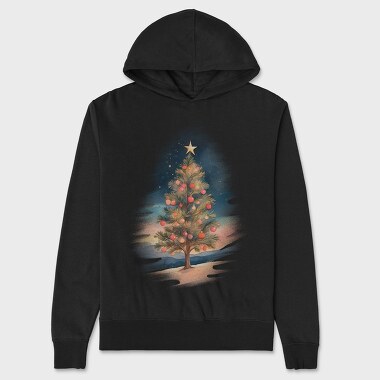 Christmas Tree Watercolor, Hanorac Oversize Barbati (Unisex)