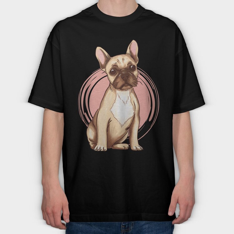 French Bulldog (2), Tricou Oversize Barbati (Unisex)