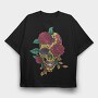 Day Of The Dead Skull With Roses, Tricou Oversize Barbati (Unisex)