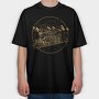 Steam Train Hand Drawn Locomotiv, Tricou Oversize Barbati (Unisex)