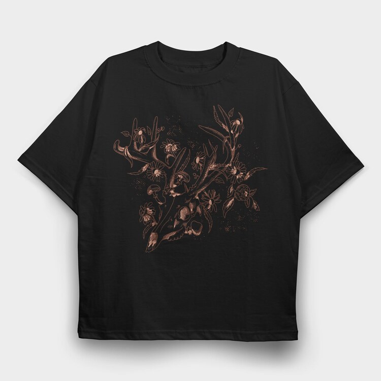 Deer Skull Nature, Tricou Oversize Barbati (Unisex)