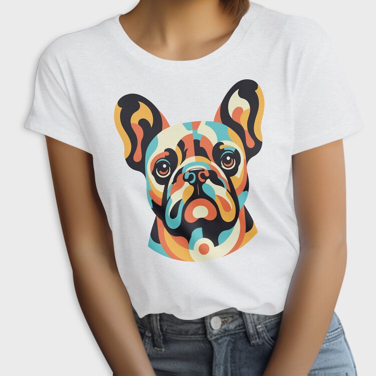 French Bulldog Geometric Bulldog, Tricou Femei