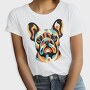 French Bulldog Geometric Bulldog, Tricou Femei