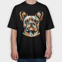 French Bulldog Geometric Bulldog, Tricou Oversize Barbati (Unisex)