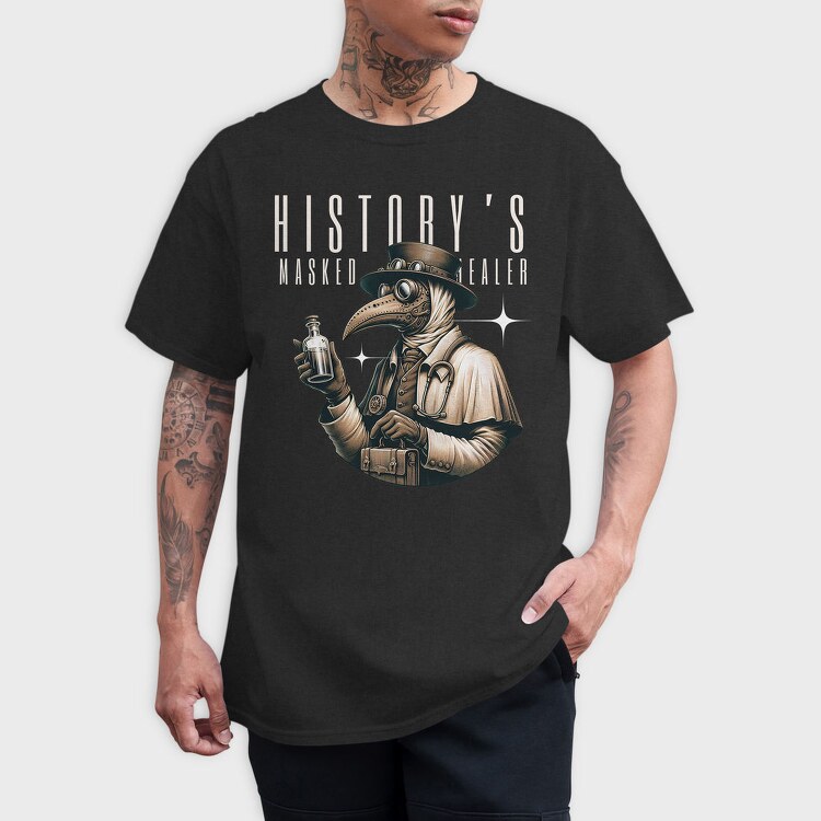 Steampunk Plague Mask Pest, Tricou Barbati (Unisex)