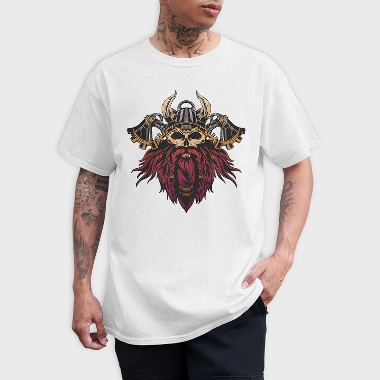 Steampunk Viking Skull, Tricou Barbati (Unisex)