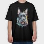 Scottish Terrier Color Splash, Tricou Oversize Barbati (Unisex)