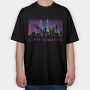 Neon City Skyline City Nights, Tricou Oversize Barbati (Unisex)