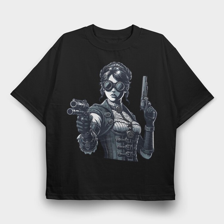 Steampunk Woman, Tricou Oversize Barbati (Unisex)