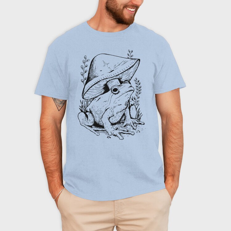 Frog And Mushroom Hand Drawn, Tricou Barbati (Unisex)