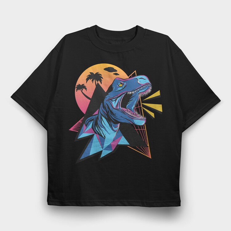 Neon Dinosaur, Tricou Oversize Barbati (Unisex)