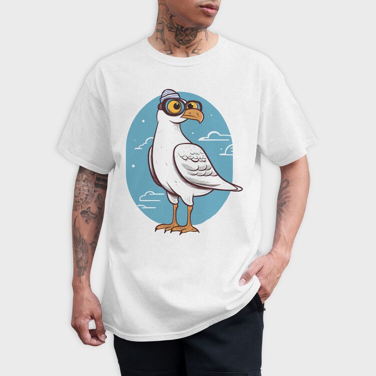 Seagull With Eyeglasses Character, Tricou Barbati (Unisex)