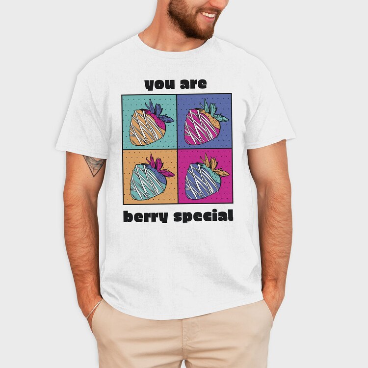 Strawberry Pop Art Berry Special Quote, Tricou Barbati (Unisex)