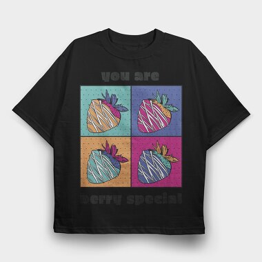 Strawberry Pop Art Berry Special Quote, Tricou Oversize Barbati (Unisex)