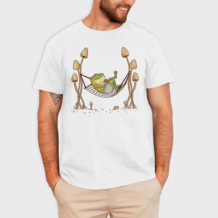 Frog Animal Chilling In Hammock Cottagecore, Tricou Barbati (Unisex)
