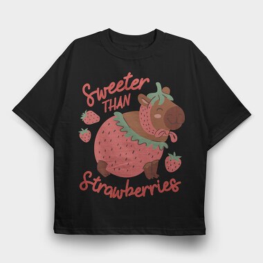 Strawberry Sweet Capybara 03, Tricou Oversize Barbati (Unisex)