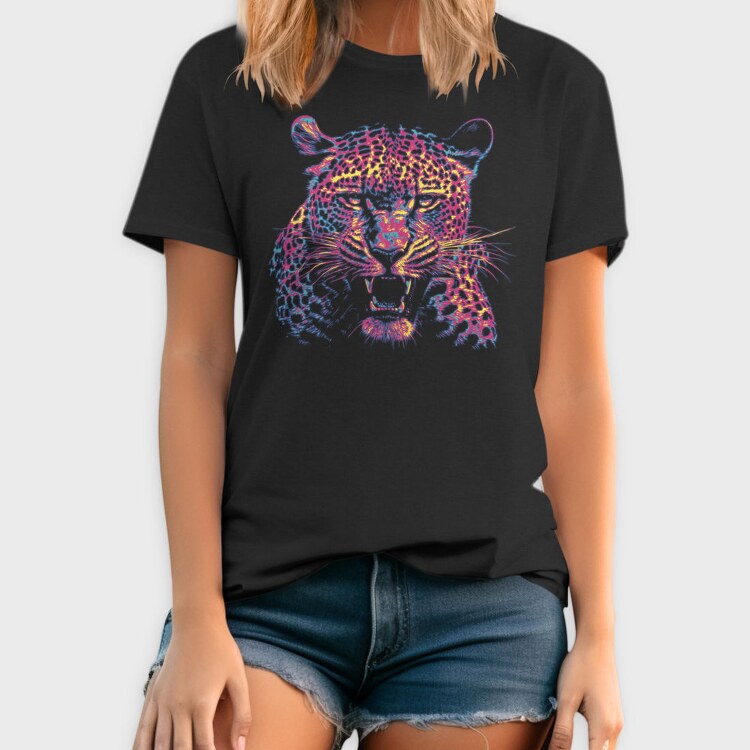 Neon Leopard Angry, Tricou Barbati (Unisex)