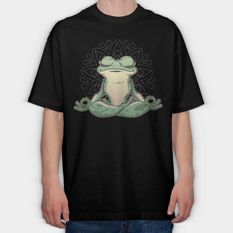 Frog Doing Yoga, Tricou Oversize Barbati (Unisex)