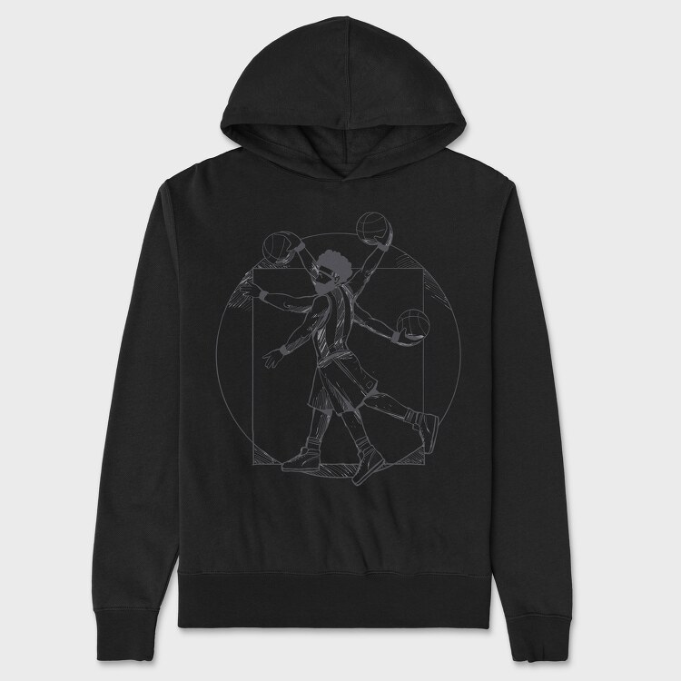 Basketball Vitruvian Man, Hanorac Oversize Barbati (Unisex)