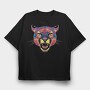 Neon Wild Feline Roar Angry Pumpa, Tricou Oversize Barbati (Unisex)