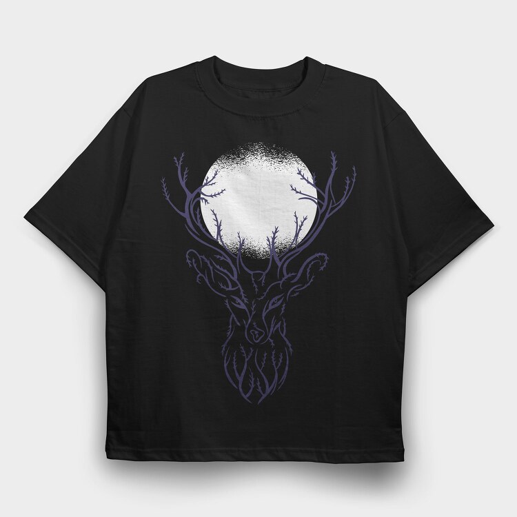 Tree Deer Branches, Tricou Oversize Barbati (Unisex)
