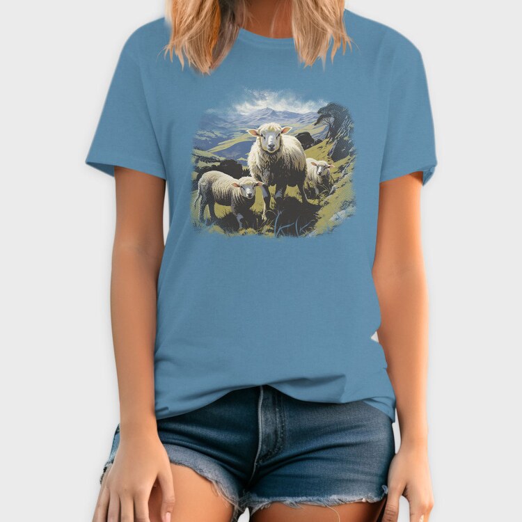 Sheep And Lambs Hillside, Tricou Barbati (Unisex)