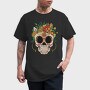 Sugar Skull And Flowers Traditional, Tricou Barbati (Unisex)