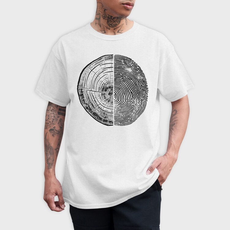 Tree Rings And Finger Print Digital, Tricou Barbati (Unisex)