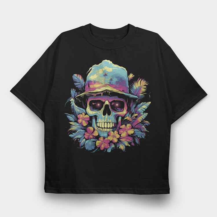Summer Skull Halloween, Tricou Oversize Barbati (Unisex)