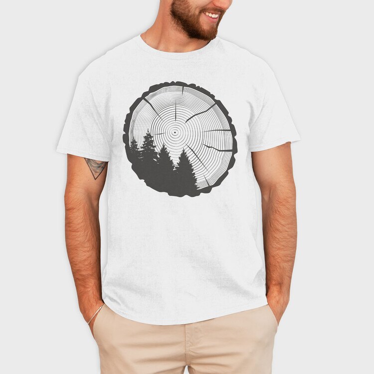 Tree Trunk Nature Rings, Tricou Barbati (Unisex)