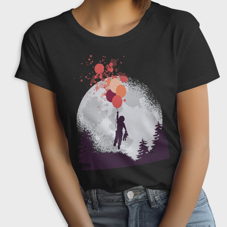 Boy And Teddy Bear Floating, Tricou Femei